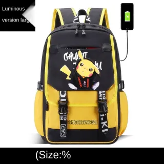 Mochilas de anime Pikachu para homens e mulheres escolares - Pequena escola branca