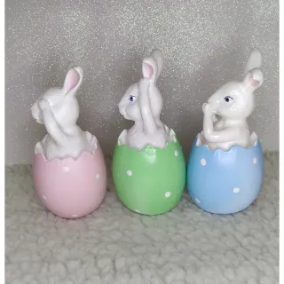 Decoração de Páscoa - Trio de Coelhos: não ouço, não vejo e não falo - Único