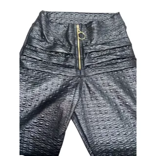 Cintura Alta Calça Legging Levanta Bumbum Com Ziper Cirre - Marrom  Claro