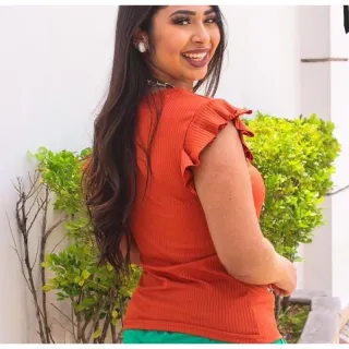 Tendência Blusa Canelada Feminina Manga Redonto - Super Moda Blogueira - Fuscão