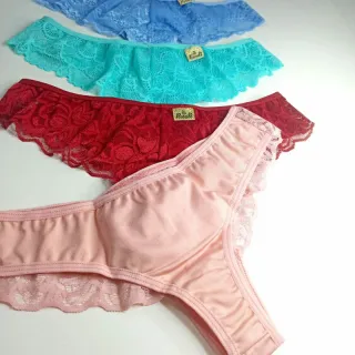 Atraente Calcinha Renda Sexy - Kit 5 Calcinhas com Renda Frontal - M 38-40