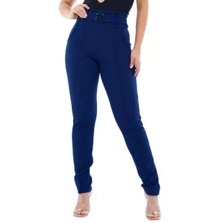 Roupas Femininas Calça Preta Social Malha Crepe com Bolso e Cinto - Preta