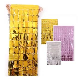 Decoração de Parede para Festas - Painel Metalizado Quadradinha - Preto