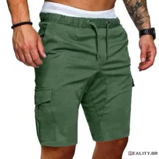 Bermuda Casual Camuflada Militar para o Verão - Green