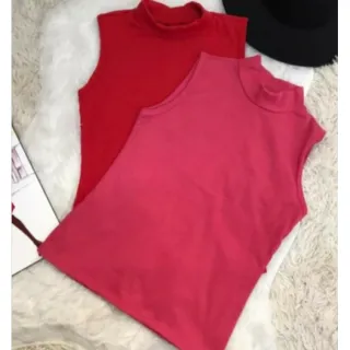 Blusa Regata Gola Alta Kit 2 Sem Bojo - Branca