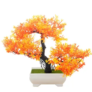 Plantas Plásticas Bonsai Verdes para Decoração de Casamento - Flores Artificiais - Vermelho roxo