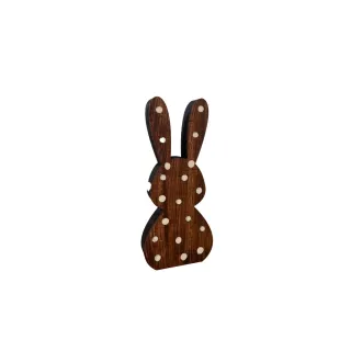 Trio de Coelhos Decorativos para Mesa Posta de Páscoa em Pinus Betumado - Único