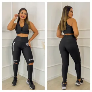 Promoção: Suplex Feminina Legging de Cós Alto - Envio Imediato - Preto/Corte