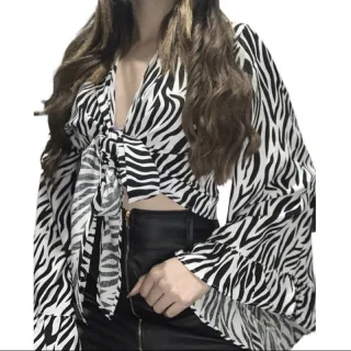 Roupa Feminina Cropped Blusa Manga Flare Babado - Fúcsia