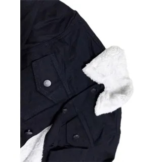 Casacos de inverno masculino em jeans forrados com alpaca - Azul Claro