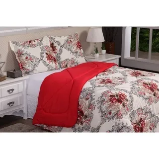 Promoção - Edredom Casal Estampado Dupla Face Lindo Padrão - 5 peças - Floral
