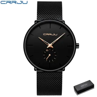 Relógio Masculino Esportivo Marca de Luxo Casual CRRJU Quartzo 2150 - black rose gold