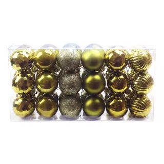 Decoração de Árvore com Bolas Coloridas e Glitter - 36 peças - Azul gelo