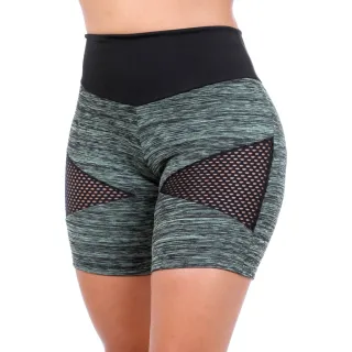 Bermuda Fitness 8742 com Detalhe em Tela - Academia, Treino, Moda - Verde