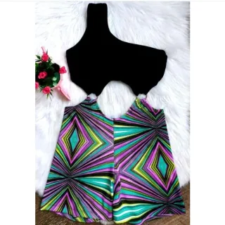 Macaquinho fitness academia curto com bojo alça única argola - Estampa 05