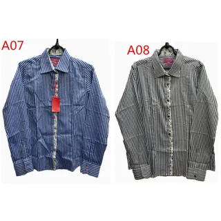 Blusa Camisete Listrada Feminina Manga Longa - Duda Moda Casual - LISTRADA CINZA + BRANCO