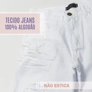 Promoção Bermuda Jeans Masculina Claro Rasgado Desfiado Branca - 40