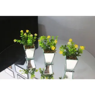Vasinho Decorativo Kit Mini Espelhado Planta Artificial Folhagem Arranjo Plantinha - Cores: Grená, Amarelo, Lilás, Rosa, Branco - Coral Sb/F01
