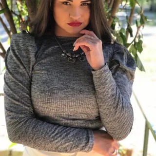Blusinha Princesa Bufante Manga Longa Canelado - Moda Feminina - Azul