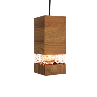 Kit Lustre Luminária Pendentes Madeira Cristal - Único