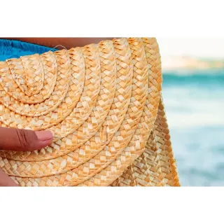 Ecobag feminina com forro interno e palha brilhosa - Carteira de palha natural - Amarelo