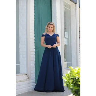 Elegante Vestido Longo para Madrinha de Casamento - AZUL TIFFANY