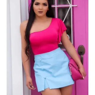 Moda Saia Cintura Alta Com Botões Bengaline Fenda Lateral - Cores Diversas - Vermelho (Botões Short Saia)