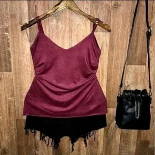 Blusinhas Suede Alcinha - Diversas Cores e Tamanhos - Tecido Confortável - Preto