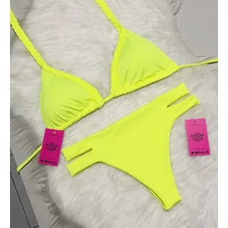 Hot Pants Bojo Trançado Cintura Alta Biquíni - Azul