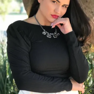 Blusinha Princesa Bufante Manga Longa Canelado - Moda Feminina - Azul