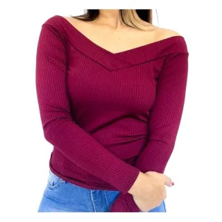 Moda Feminina: Blusa Canelada Manga Longa Ombro Com Bojo - Super Trend !! - Preto