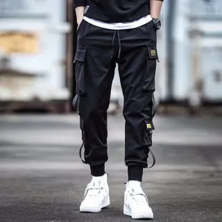 Calça Harem Masculina Casual Preto 2021 Bolsos Laterais Moda Streetwear - K32Black