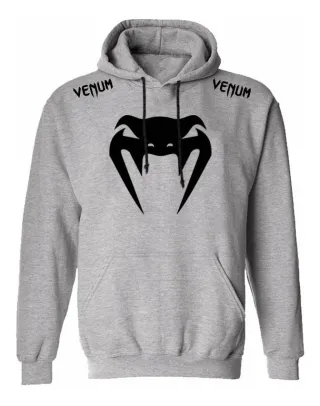 Incrível Blusão de Moletom Venum MMA para Academia na Raryel - Qualidade e estilo em uma peça única! - Cinza-Preto
