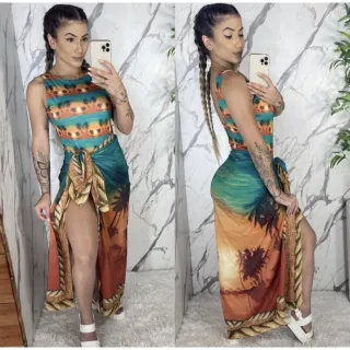 Conjunto de Body/Maiô + Pareô: A combinação perfeita para arrasar na praia - Branco / Azul