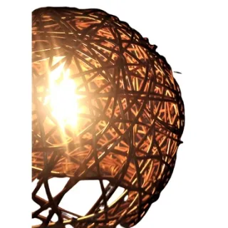 Corda Sisal Natural Lustre Pendente com Globo de Cipó Natural Rústico E27 - Único