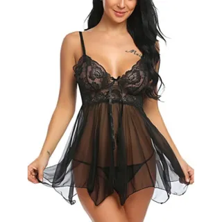 Pijamas femininos com renda suspensora - Raryel - Violeta