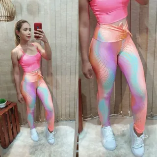 Legging Fitness Corda P e M - Calça Legging - Preto verde neon