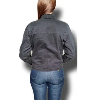 Sarja preta com elastano: jaqueta feminina de qualidade - XG