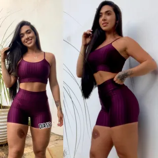 Conjunto de Academia Top + Short Cirre New Zig 3D Fitness - Enseada Azul