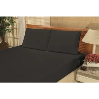 Lençol de Cama Casal com Elástico Liso - Kit 3 peças - palha