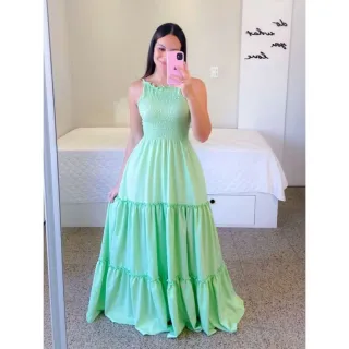 Moda Feminina: Vestido Longo Estampado Lastex Lola - Vermelho