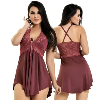 Renda Conforto Camisola Microfibra - Promoção Roupa De Dormir - Rose