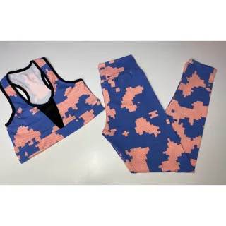 Conjunto de treino feminino suplex calça legging e top cropped telinha - Estampa variada