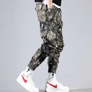 Calça Cargo Masculina Multi-pocket Camuflagem Casual - A