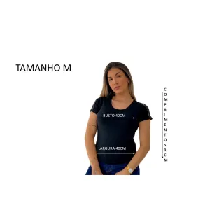 Camiseta Feminina Tshirt Manga Curta com Detalhe de RENDA - Kit 2 Blusas - GG