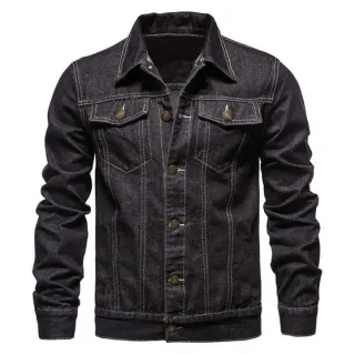 Jaqueta jeans masculina plus size, tamanhos grandes do 46 ao 54 - Pequenos defeitos - Bordô