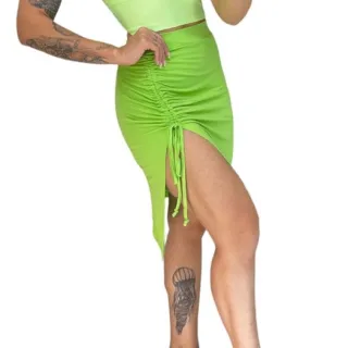 Moda blogueira: Saia Midi Justa Básica com fenda frontal e amarração em malha - Onça