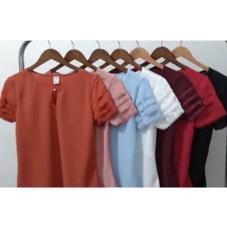 Moda feminina: Blusa social manga curta com botão - Rosa Claro