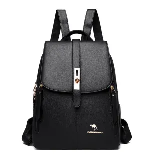 Mochila Média Feminina de Couro Sintético 'Canguru' - Rosa