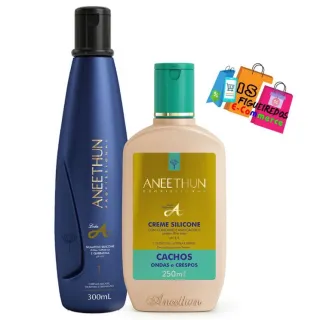 Hidratação Imediata - Kit Aneethun Linha A (Shampoo, Máscara e Creme Silicone) - CREME DE SILICONE CACHOS 250ml